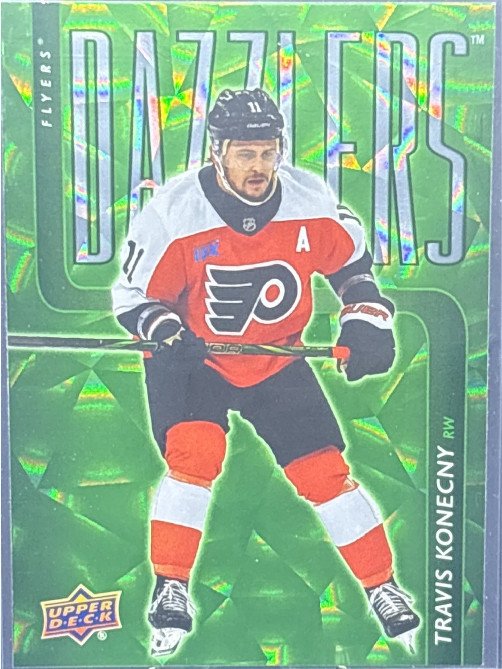 Upper Deck Travis Konecny Dazzlers Green Hockey Trading Card